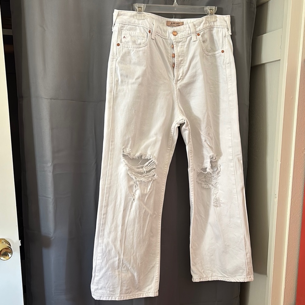 Ariat White Distressed Flare Jeans
